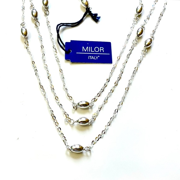 Milor Sterling Silver Beaded Chain Necklace - Picture 5 of 7